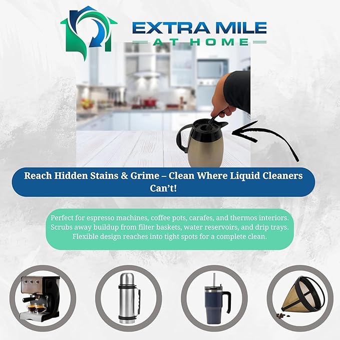 Multi-Surface Coffee Maker Descaling Solution – Professional-Grade Cleaner for Scale, Calcium & Residue – Restores Brew Performance – Includes Microfiber Cloth & Cleaning Brush (4-Piece Set)