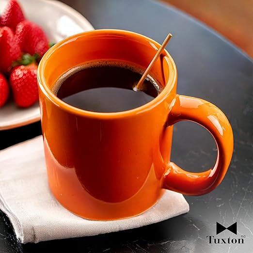Tuxton China BNM-1202 Mug, 12 oz., 3-1/4" Diameter x 3-7/8"H, C-Handle, Microwave and Dishwasher Safe, Oven Proof, Fully Vitrified, Ceramic, DuraTux, Concentrix, Cinnebar, Pack of 24