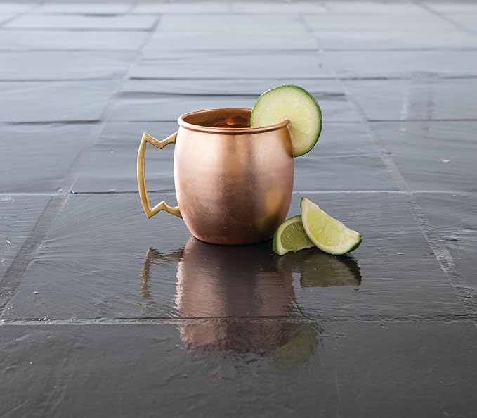 Twine Moscow Mule Mug for Mint Juleps, Tiki Cocktails, Solid Copper with Nickel Plating and Brass Handle, Copper Cups for Moscow Mules, 16 Oz, Set of 1