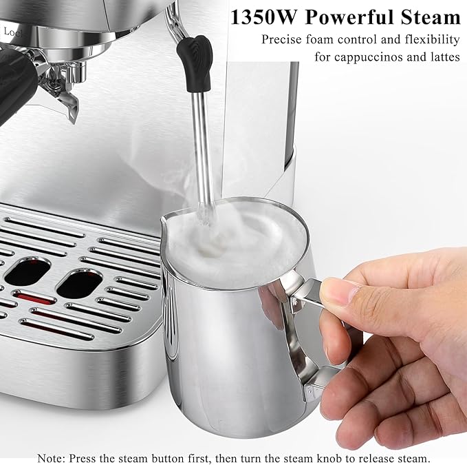 MAttinata Espresso Machine 20 Bar, Compact Stainless Steel Espresso Maker, Cappuccino Latte Machines With Steam Milk Frother Wand For Home, Office Aviator