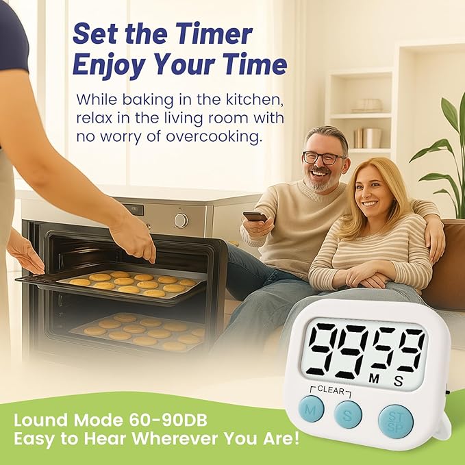 Glochin 24 Pcs Digital Timer for Kids, Magnetic Countdown Kitchen Timer, Upgrade Loud Alarm Timers for Cooking, Kitchen, Exercise, Work, Study, Classroom, Outdoor Activities, Battery not Including