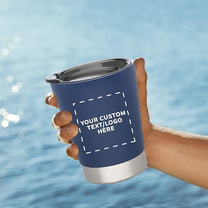 Personalized 12 oz. Itsy Vacuum Insulated Travel Mugs - 24 Pack - Custom Text, Logo - Blue
