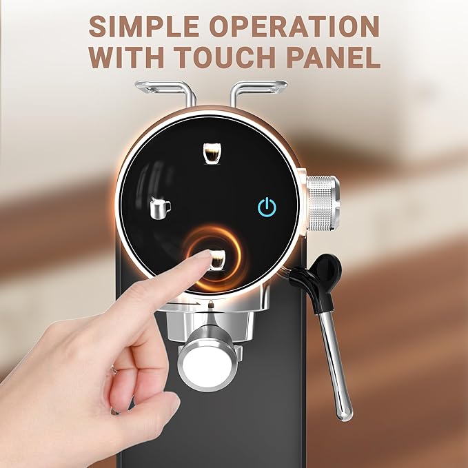 20 Bar Espresso Machine with Milk Frother - Single & Double Shot Espresso Maker, Removable Water Tank & Drip Tray, Cup Warmer, Pre-Infusion for Rich Crema - Perfect for Home & Offices