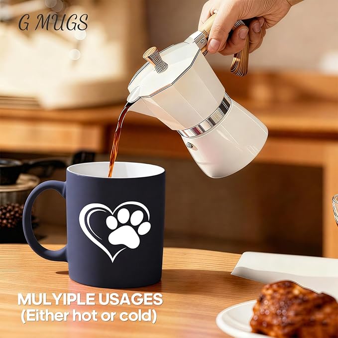 G MUGS Dog Paw Print Coffee Mug - Gift for Pet Owners Women Men, 13oz Ceramic Tea Mug with Heart & Dog Paw Design, Cute Mug for Dog Lovers Yellow And Pink Mug