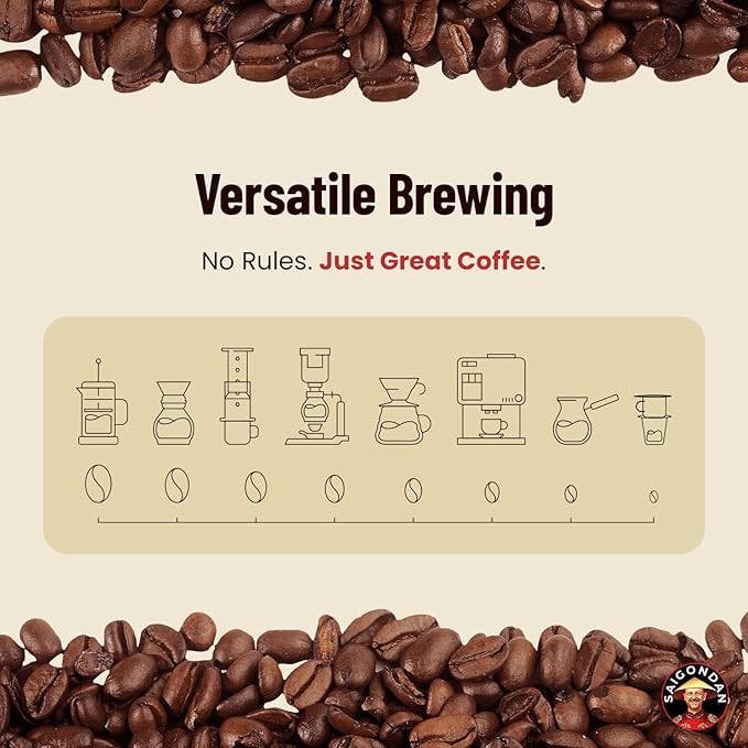 Vietnamese Coffee Beans – Saigondan Adventure 100% Robusta Light Espresso Roast Whole Bean – Premium Single Origin, Direct Trade Vietnamese Coffee – 12 oz