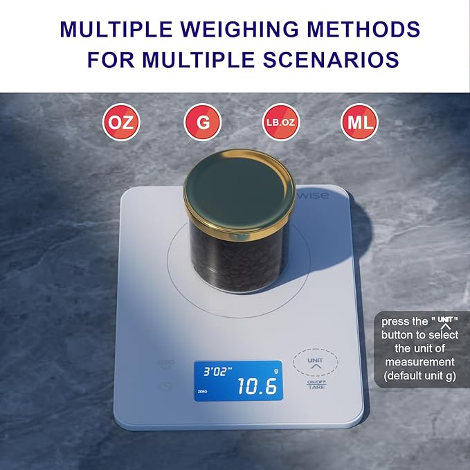 MEGAWISE High Precision Coffee Scale with Timer, Dual Power Supply, Waterproof Tempered Glass, 5 Weighing Modes, Professional Coffee Brewing Timer