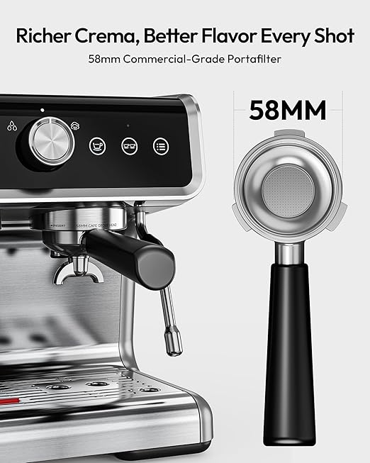 EUHOMY Espresso Machine with Grinder, 20 Bar Professional Espresso Coffee Maker for Home, with Milk Frother for Latte, Cappuccino & Barista-Style Drinks