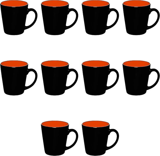 DISCOUNT PROMOS Ceramic Coffee Latte Mugs 12 oz. Set of 10, Bulk Pack - Perfect for Coffee, Tea, Espresso, Hot Cocoa, Other Beverages - Orange