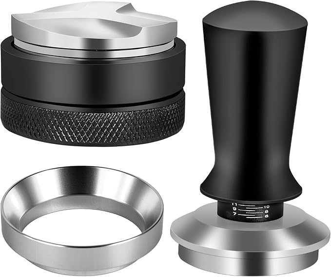 51mm Espresso Accessories Kit, Espresso Distribution Tool, Spring Loaded Calibrated Tamper and Dosing Funnel Set, Coffee Distributor Leveler Fits Delonghi 51 mm Machines and Portafilter