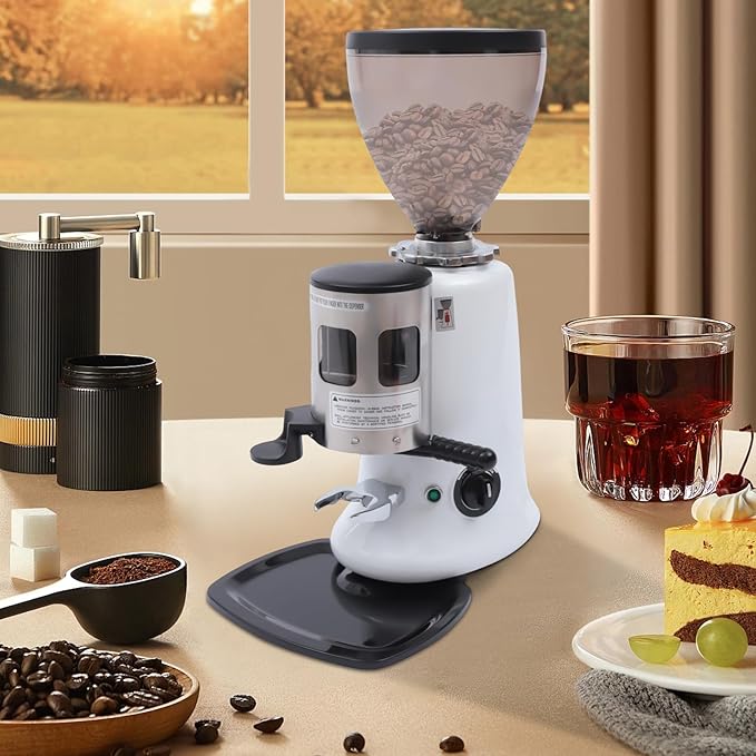 Commercial Coffee Grinder, Semi-auto Electric Burr Mill Coffee Grinder Espresso Coffee Makers Machine Coffee Bean Grinding Tool with Grinding+Hopper 110V 350W