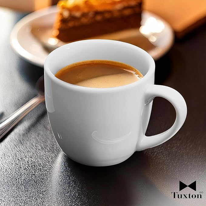 Tuxton China BPM-120A Milano Mug, 12 oz., 3-5/8" Diameter x 3-3/8"H, Microwave and Dishwasher Safe, Oven Proof, Fully Vitrified, DuraTux, Porcelain White, Pack of 24
