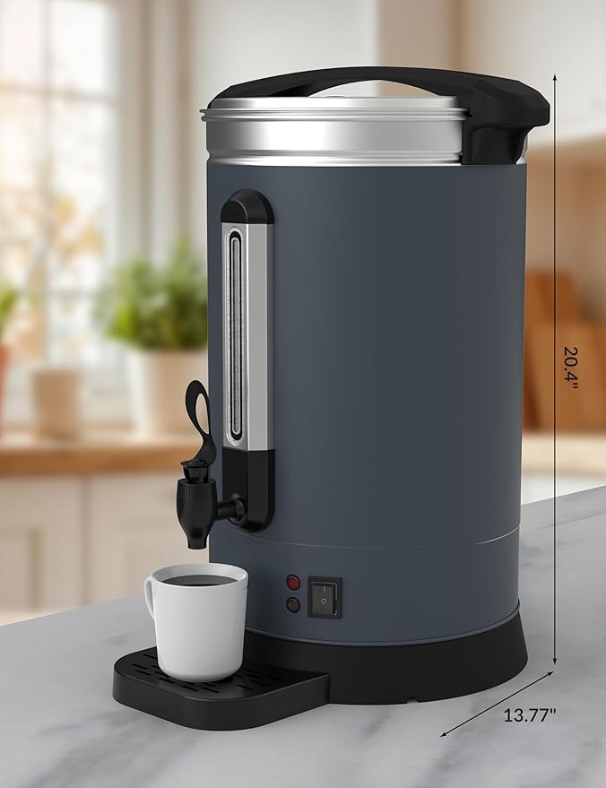 80 Cup Commercial Coffee Urn (12L/3.2Gal), Double-Wall Insulated Stainless Steel Electric Hot Beverage Dispenser with Fast Brew for Catering, Events & Buffets