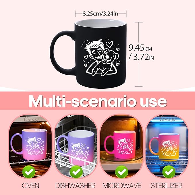 G MUGS Ceramic Coffee Tea Mug, Cute Boy & Dog Hug Design Mug (Solid Purple), Adorable Pet Lover Gift for Men Women,13oz Before Sunset Mug