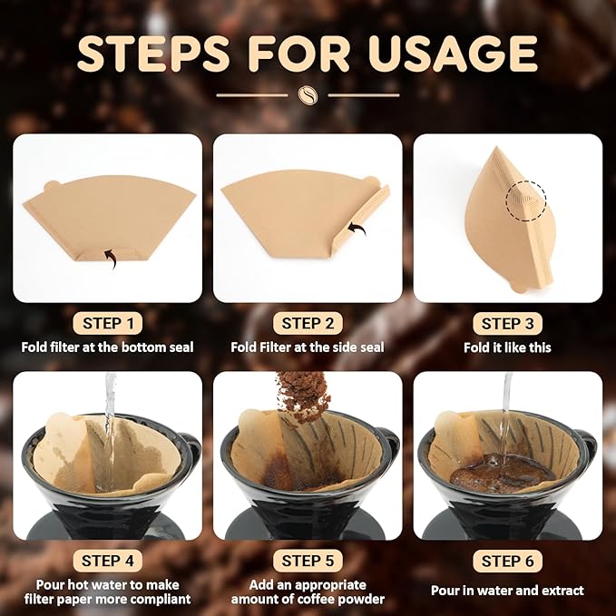 100 Count Coffee Filters, Premium #4 Cone Coffee Filters 8-12 cup, Unbleached Natural Disposable Coffee Filters 4 Cone Paper for Pour Over and Drip Coffee Maker