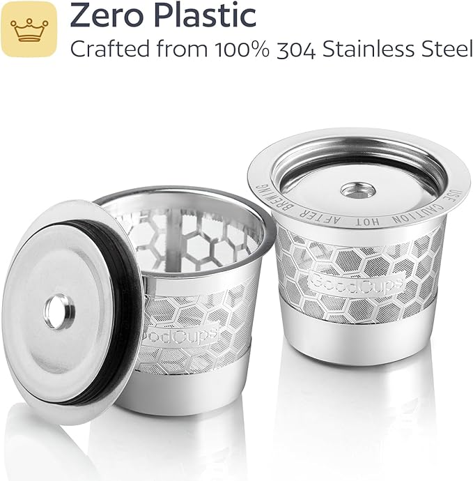 2-Pack 304 Stainless Steel Reusable K-Cup Pods Coffee Filters for Keurig K-Express, K-Elite, K-Duo, K-Mini, Mini Plus, Mini Mate, K-Classic, K-Select, K-Cafe & K-Iced Brewers