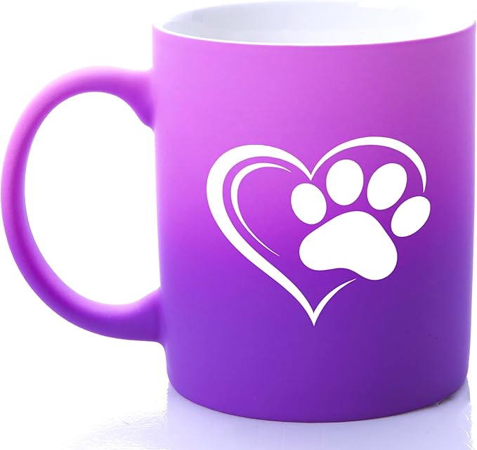 G MUGS Dog Paw Print Coffee Mug - Gift for Pet Owners Women Men, 13oz Ceramic Tea Mug with Heart & Dog Paw Design, Cute Mug for Dog Lovers Before Sunset Mug