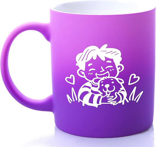 G MUGS Dog Lover Ceramic Coffee Mug - 13oz Ceramic Tea Mug with Kid & Puppy Hug Design, Gift for Men Boys Dog Enthusiasts Before Sunset Mug