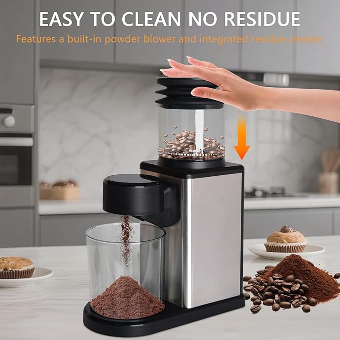 Conical Burr Coffee Grinder: Electric 200W 25-Setting - Adjustable for Espresso French Press Drip with Expandable Bean Hopper Low Noise Compact Design