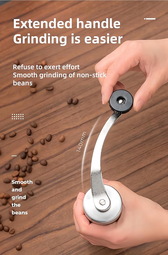 Stainless Steel Handheld Coffee Grinder Manual Coffee Mill Portable Compact Design Ceramic Burr Adjustable Coarseness Easy Clean for Home Office Travel Coffee Lovers (Stainless Steel (Tall))