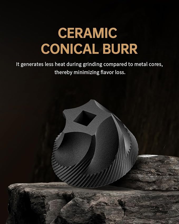 CIRCLE JOY Manual Coffee Grinder with 40 External Adjustable Settings, Portable Stainless Steel Hand Coffee Grinder, Ceramic Conical Burr Coffee Grinder for Camping, Travel and Espresso, 30g Capacity