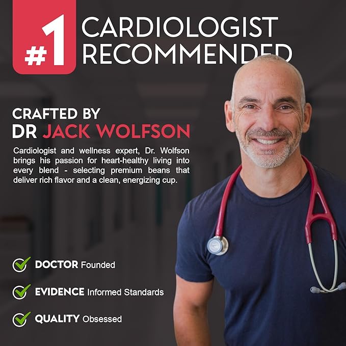 Cardiology Coffee – Whole Bean Coffee – USDA Certified Organic, Mold Free 12oz Premium Medium Roast Organic Coffee Beans with Antioxidant Benefits – Perfect for Heart Healthy Lifestyle
