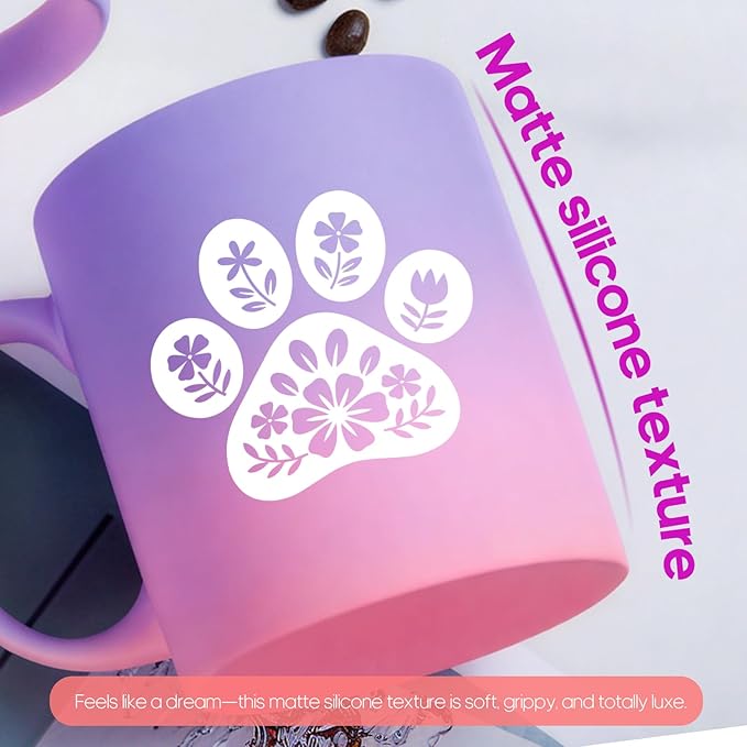 G MUGS Floral Dog Paw Ceramic Coffee Mug - 13oz Ceramic Tea Mug with Flower Decorated Paw Print Design,Gift for Pet Owners Women Men, Cute Dog Lover Sunset Glow Mug