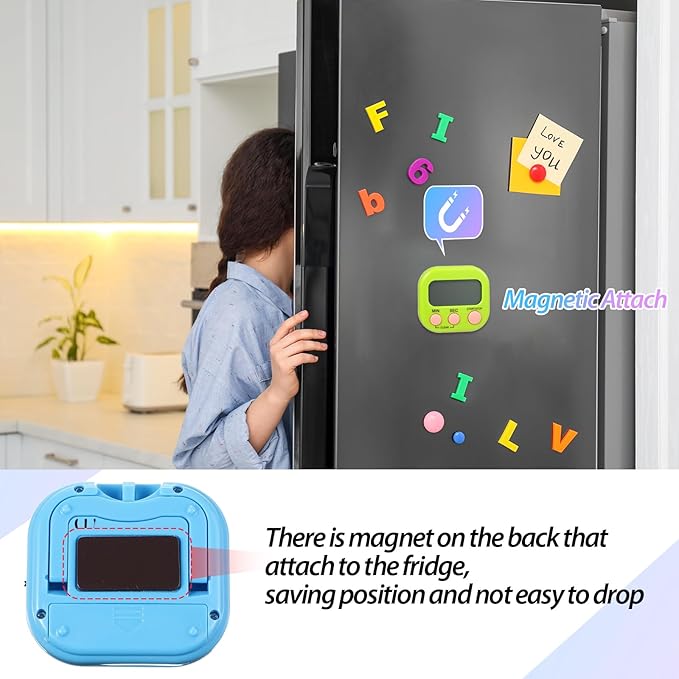 Weewooday 24 Packs Small Digital Kitchen Timer Magnetic Back and Switch Minute Second Count up Countdown Big LCD Display Loud Alarm for Teacher Cooking Baking(Blue, Green)