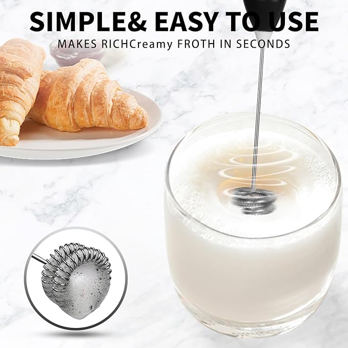 3-Speed Rechargeable Milk Frother for Coffee, Baking & Eggs - USB Fast Charging, Portable Frother Wand for Perfect Foam Every Time! (3-Speed Adjustable Blue)