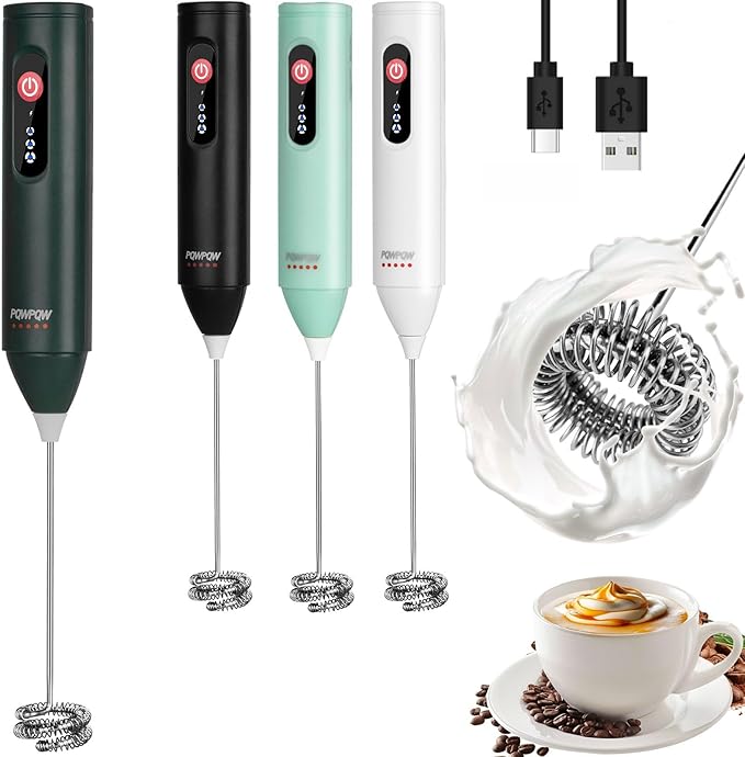 3-Speed Rechargeable Milk Frother for Coffee, Baking & Eggs - USB Fast Charging, Portable Frother Wand for Perfect Foam Every Time!(Blackish green, 3-Speed & USB Rechargeable)