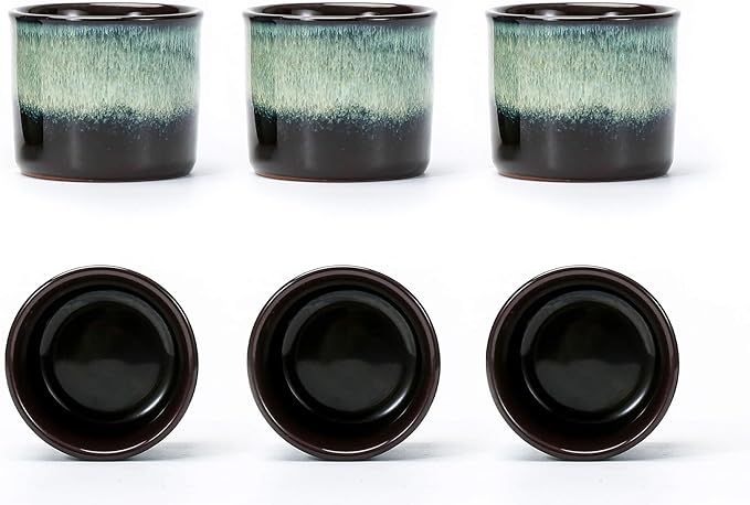 Espresso Cups Set of 6, Demitasse Cups 2.5 Ounces Coffee Mugs, Ceramic Teacups Japanese Tea Cups, Chinese Tea Cups (magic exterior)