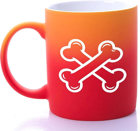 G MUGS Dog Bone Ceramic Coffee Mug - 13oz Tea Mug with Crossed Dog Bones Design, Cute Dog Lover Mug for Pet Owners, Gift for Women Men Red And Yellow Mug