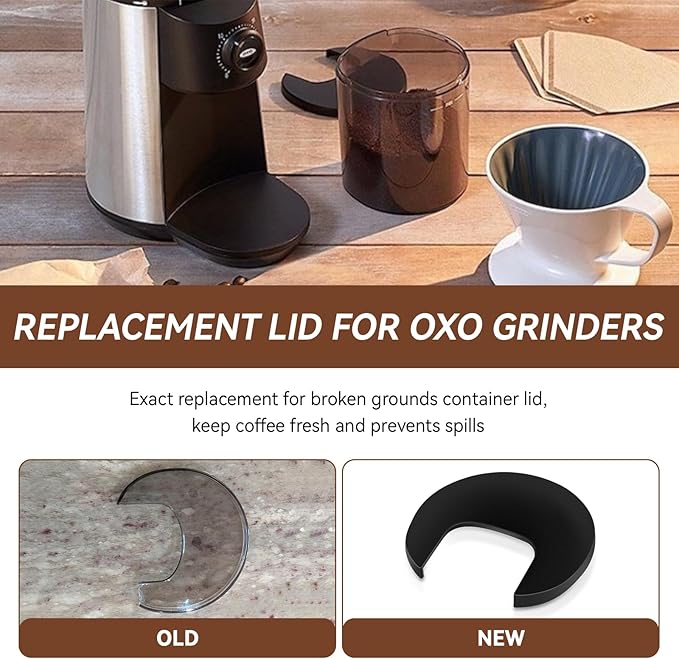 Coffee Grinder Replacement Lid for OXO Brew Conical Burr Coffee Grinders, Container Lid for OXO Burr Coffee Grinder Parts (Black)
