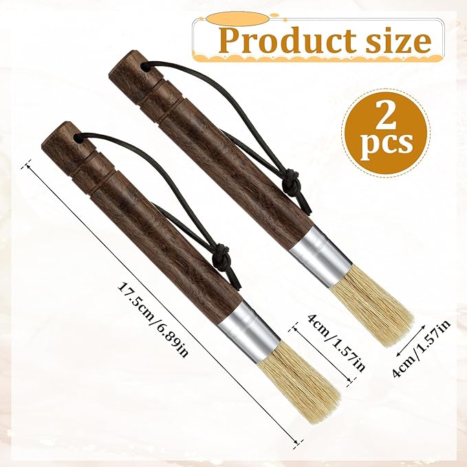 Coffee Grinder Cleaning Brush with Natural Walnut Wood Handle, 2 Pack Espresso Machine Brush with Wooden Handle and Black Boar Bristle Coffee Bar Accessories Coffees Brushs for Barista Home Kitchen