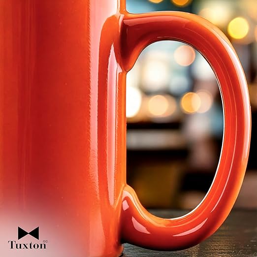 Tuxton China BNM-1202 Mug, 12 oz., 3-1/4" Diameter x 3-7/8"H, C-Handle, Microwave and Dishwasher Safe, Oven Proof, Fully Vitrified, Ceramic, DuraTux, Concentrix, Cinnebar, Pack of 24