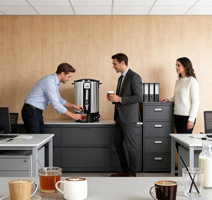 Commercial Coffee Urn 100 Cups（20L, Stainless Steel Large-Capacity Coffee Maker for Catering, Events, Offices & Restaurants, Fast Brew & Keep Warm Function