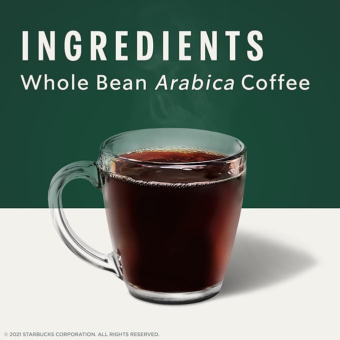 Starbucks Whole Coffee Beans, Dark Roast Hot or Iced Coffee, Espresso Roast, Six 18 oz Bags