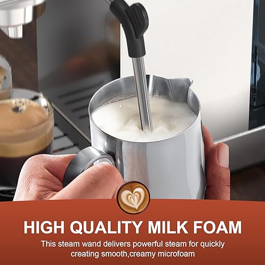 Espresso Machine 20 Bar, Compact Espresso Coffee Machine with Steam Milk Frother & 47oz Removable Water Tank, Hot Water Function for Home Cappuccino, Latte