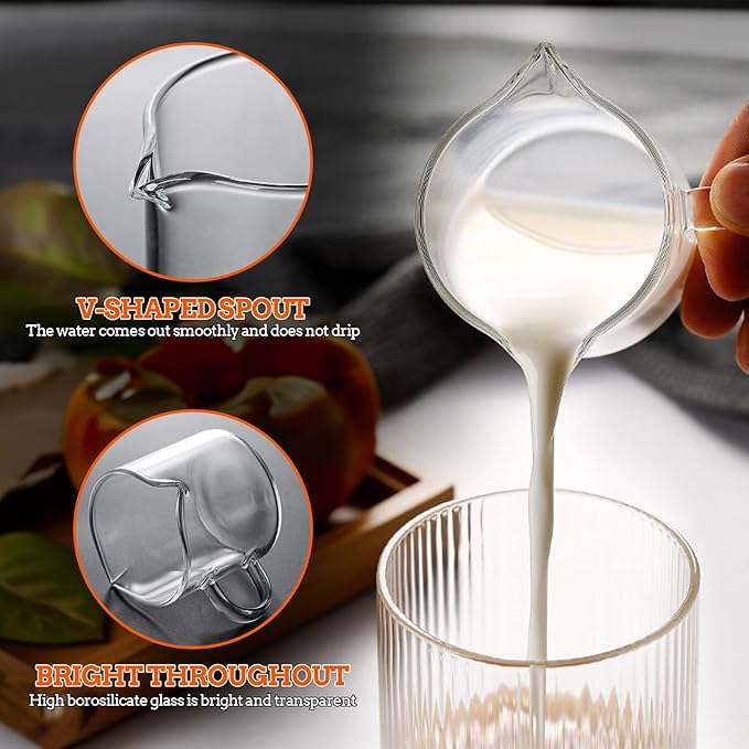 Jiodaueyu Glass Espresso Cups Set of 2, 4 OZ Double Spouts Cups, Espresso Coffee Bar Espresso Accessories