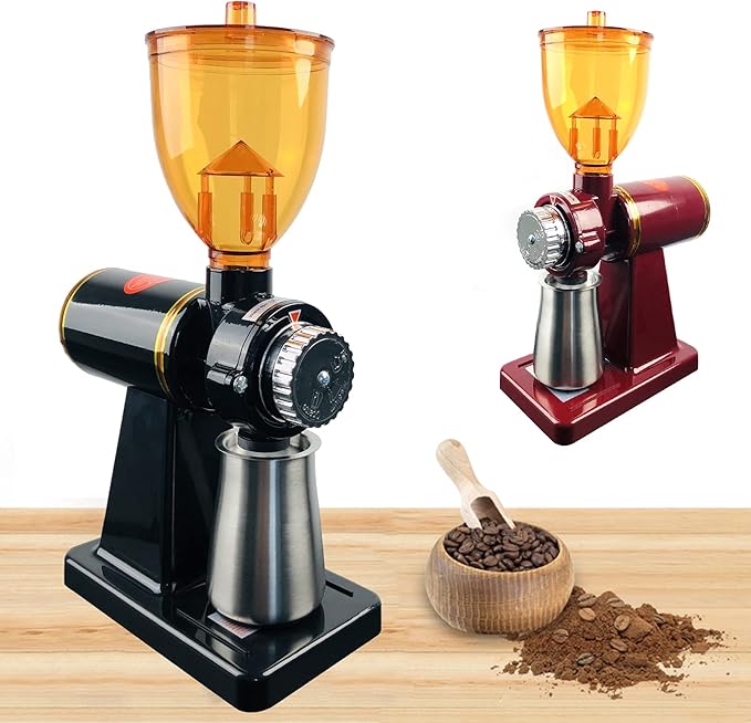 250g Commercial Coffee Grinder Electric Grain Mill Grinder Automatic Burr Coffee Grinder Machine Coffee Bean Grinder Mill Espresso Bean Grinder Machine Household Coffee Bean Grinder (Red)