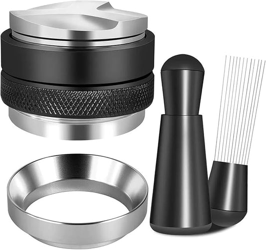 51mm Espresso Accessories Kit - WDT Tool Espresso Tamper, Coffee Distribution Tool, Dosing Funnel, Dual Head Coffee Leveler Fits Delonghi 51 mm Espresso Machines and Portafilters