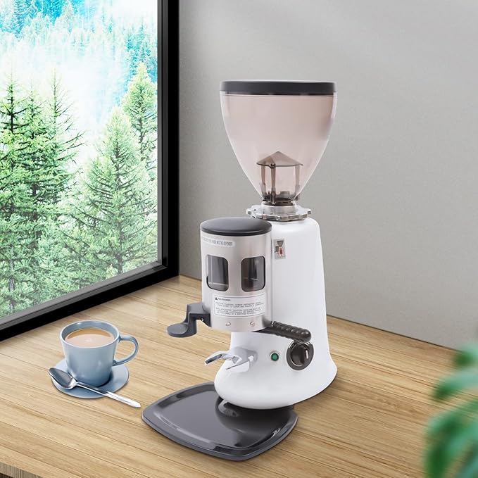 Commercial Coffee Grinder, Semi-auto Electric Burr Mill Coffee Grinder Espresso Coffee Makers Machine Coffee Bean Grinding Tool with Grinding+Hopper 110V 350W