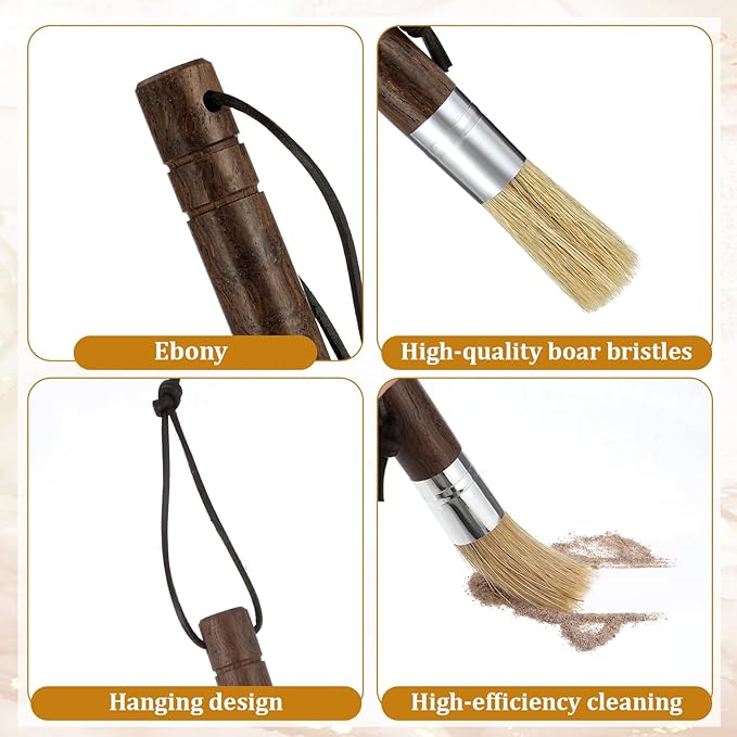 Coffee Grinder Cleaning Brush with Natural Walnut Wood Handle, 2 Pack Espresso Machine Brush with Wooden Handle and Black Boar Bristle Coffee Bar Accessories Coffees Brushs for Barista Home Kitchen