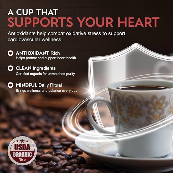 Cardiology Coffee – Whole Bean Coffee – USDA Certified Organic, Mold Free 12oz Premium Dark Roast Coffee Beans - Organic Espresso Beans with Antioxidant Benefits – Perfect for Heart Healthy Lifestyle