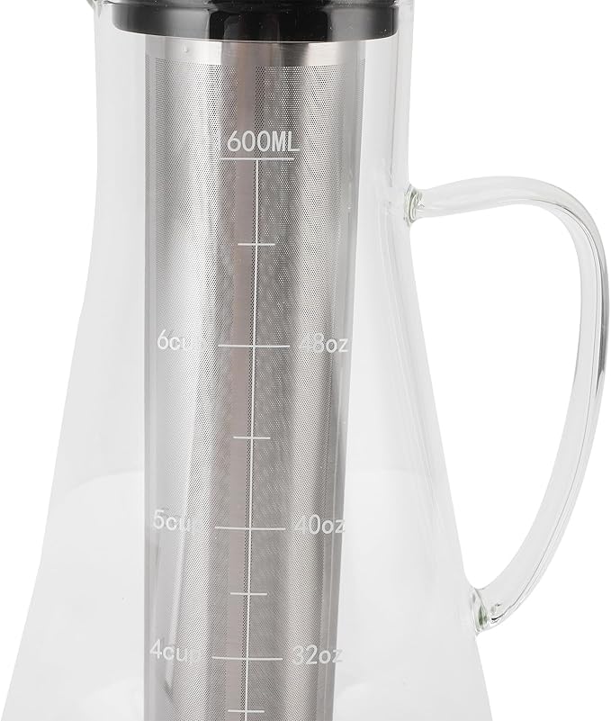 Yosoo Health Gear Cold Brew Iced Coffee Maker Airtight Coffee Pitcher with Scale, 1.6L Iced Tea Maker with Spout, Stainless Steel Filter Temperature Proof Ergonomic Handle Iced Coffee Maker