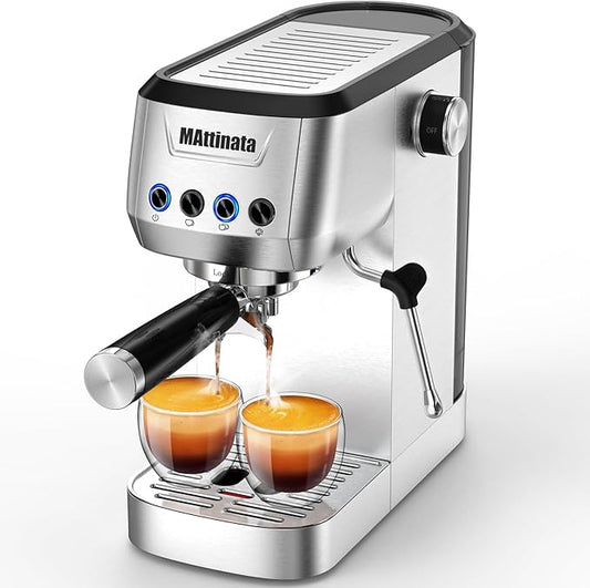MAttinata Espresso Machine 20 Bar, Compact Stainless Steel Espresso Maker, Cappuccino Latte Machines With Steam Milk Frother Wand For Home, Office Aviator