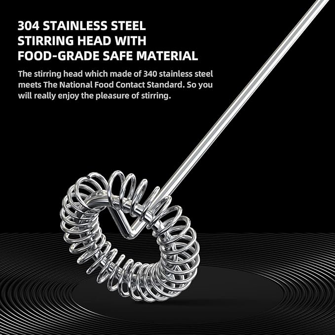 CIRCLE JOY Milk Frother Handheld Rechargeable Milk Foamer Electric Mini Drink Mixer with Stainless Steel Whisk for Coffee, Cappuccino, Lattes, Frappe, Matcha and Hot Chocolate, Black