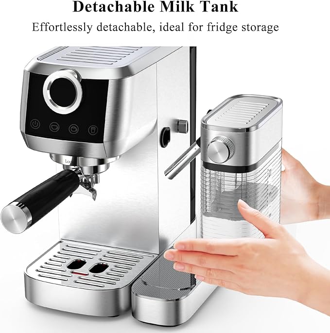MAttinata Cappuccino Coffee Machine, Espresso Machine Touchscreen Control with Auto Milk Frother, Stainless Steel Espresso Maker 20 Bar, Latte Coffee Maker with for Home, Office with Timer