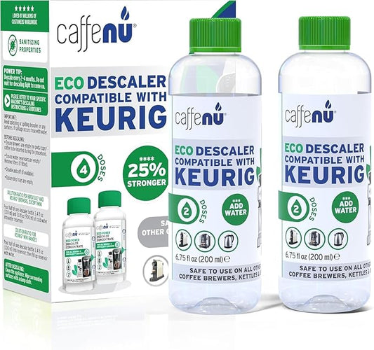 Keurig Compatible Descaling Solution. 2 Bottles of Descaler Solution. Descaling Kit Removes Limescale For Hotter Coffee. 4 Uses Descaler For Keurig Coffee Makers.
