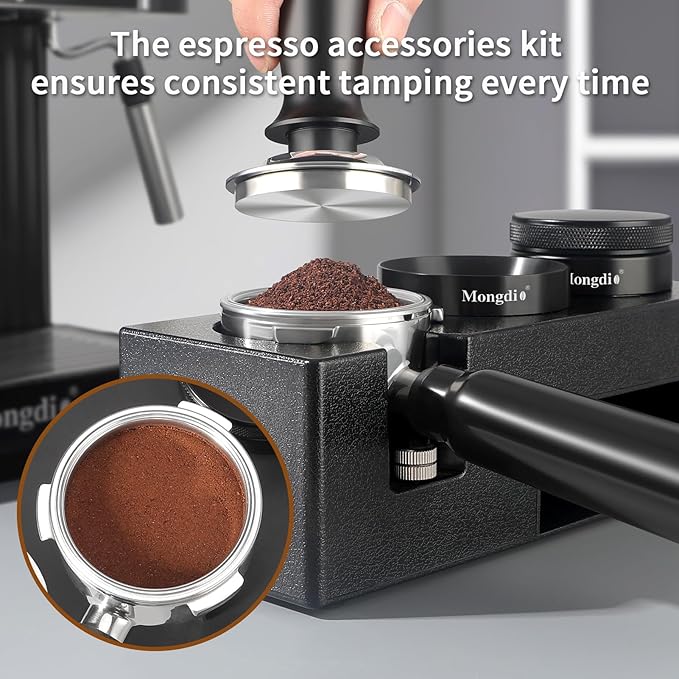 Mongdio 51mm Espresso Accessories Kit, Espresso Tamper, Dosing Funnel and Coffee Distributor, Fits 51 mm Espresso Machines and Portafilters