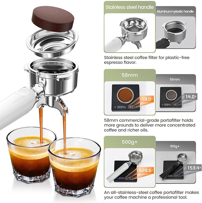 (2026 Upgrade) Gevi Commercial Espresso Machine 20Bar with Smart OPV Coffee Makers, Milk Frother & 58mm Portafilter, Dual Display Stainless Steel Cappuccino Maker for Home, Great Gift